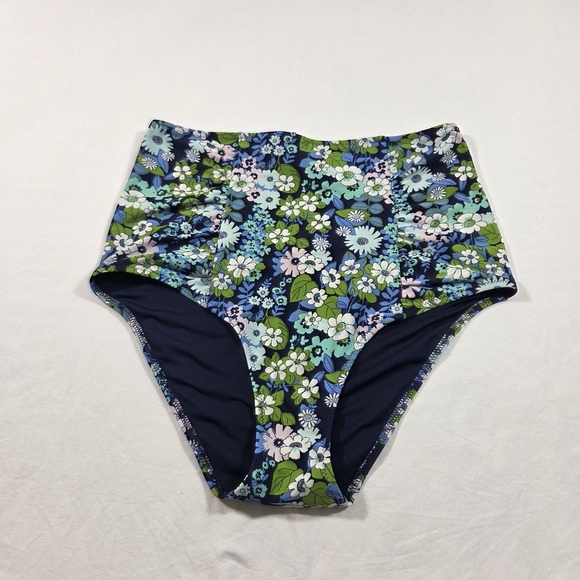 aerie Other - Aerie High-Waist Floral Bikini Bottoms Swim Navy & Green Feminine Summer Beach